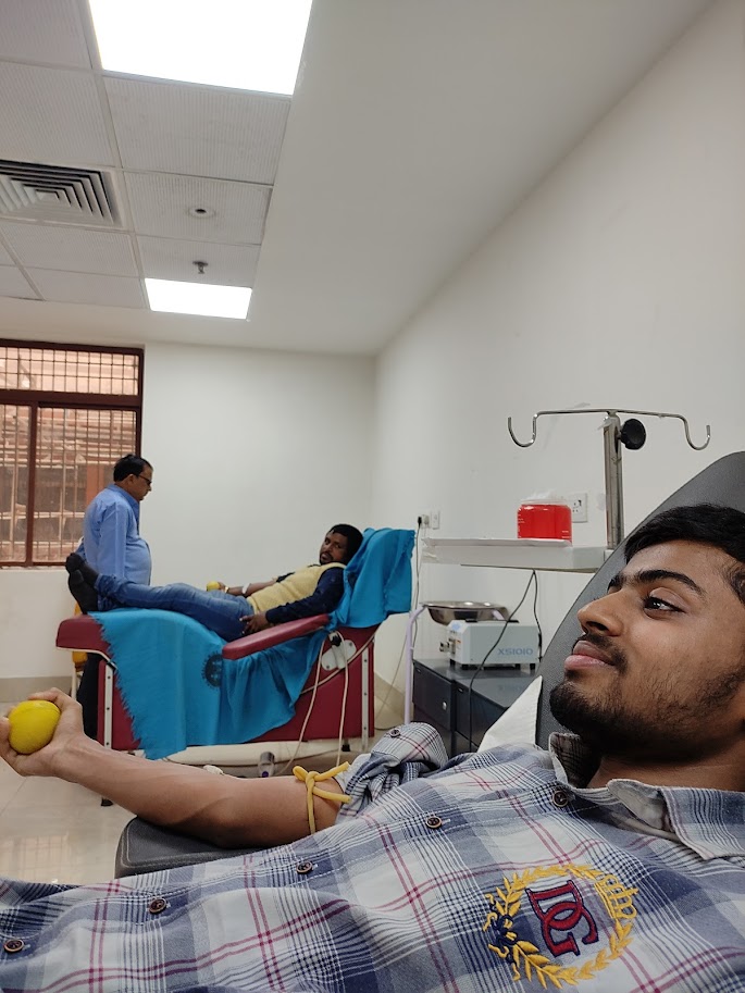 Navneet donating blood for the second time